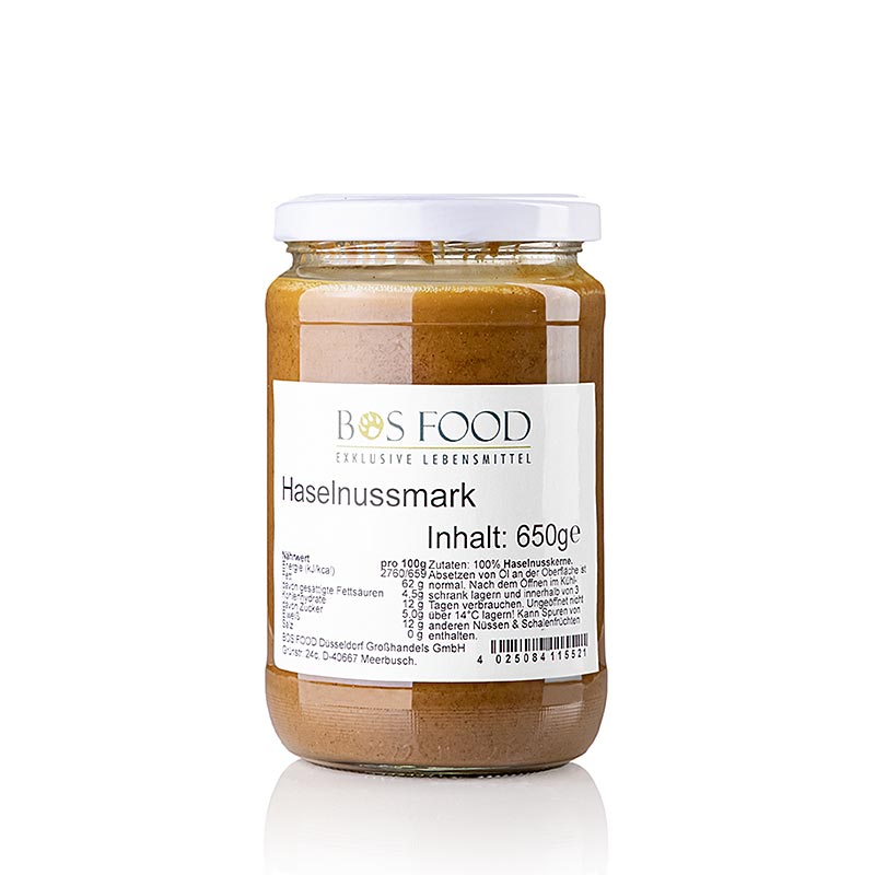 BOS FOOD Hazelnootpulp, 100% pulp zonder toevoegingen, 650 g