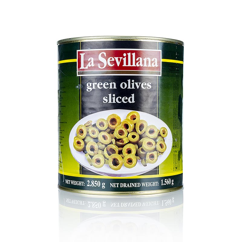 Groene olijven, in plakjes, in pekel, 3 kg