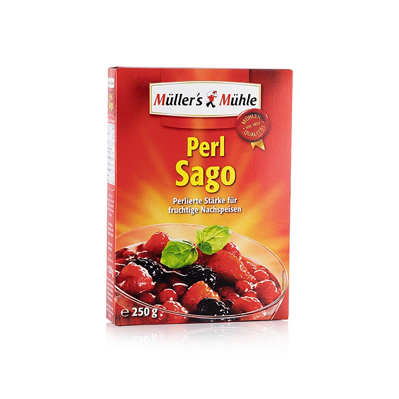 Sago, 250 g, verpakt in een transparante zak, een traditioneel zetmeelrijk voedingsmiddel