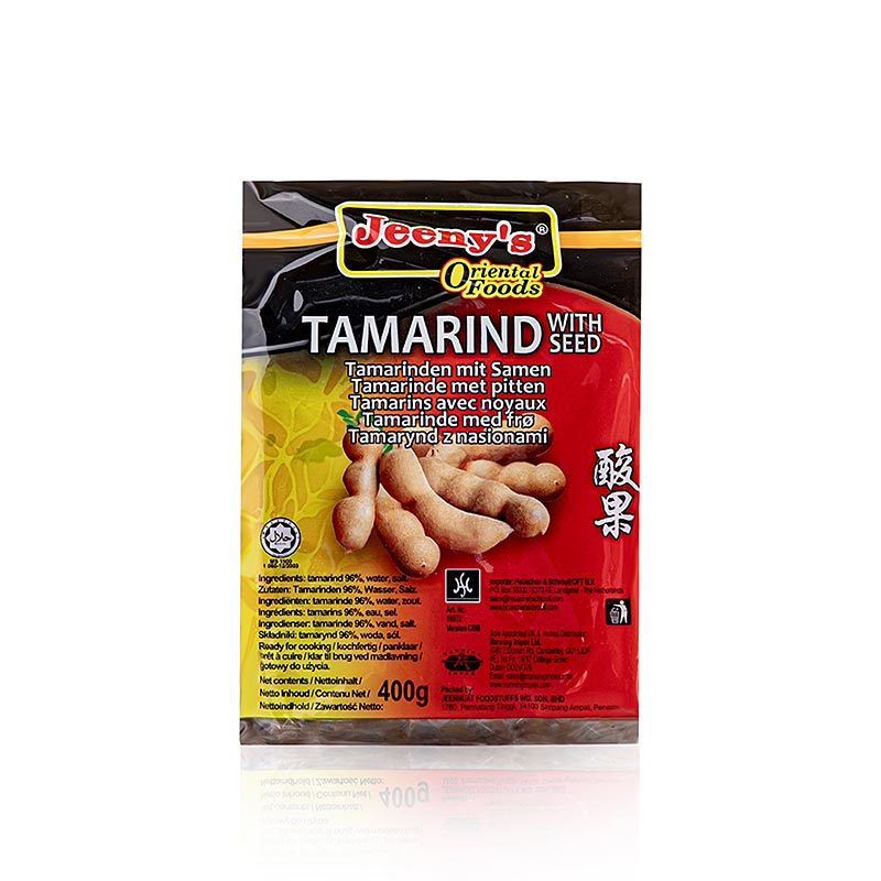Tamarinde, blok met pitten, pure tamarinde voor verdere verwerking, 400 g