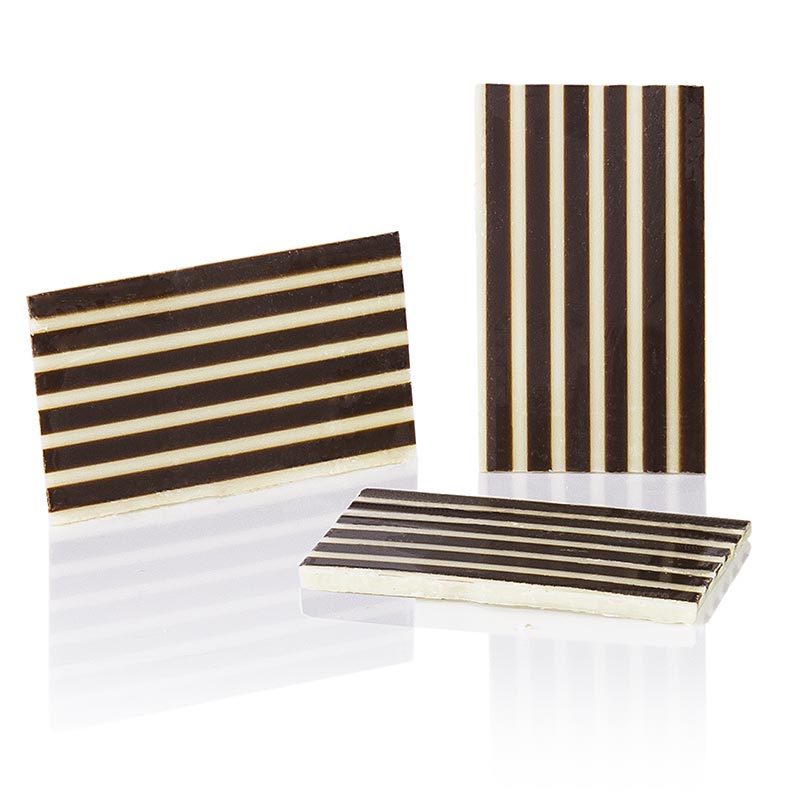 Decoratie-opleggers "Stripes" - Rechthoek, witte/pure chocolade, gestreept, 25x40 mm, 680 g, 350 st