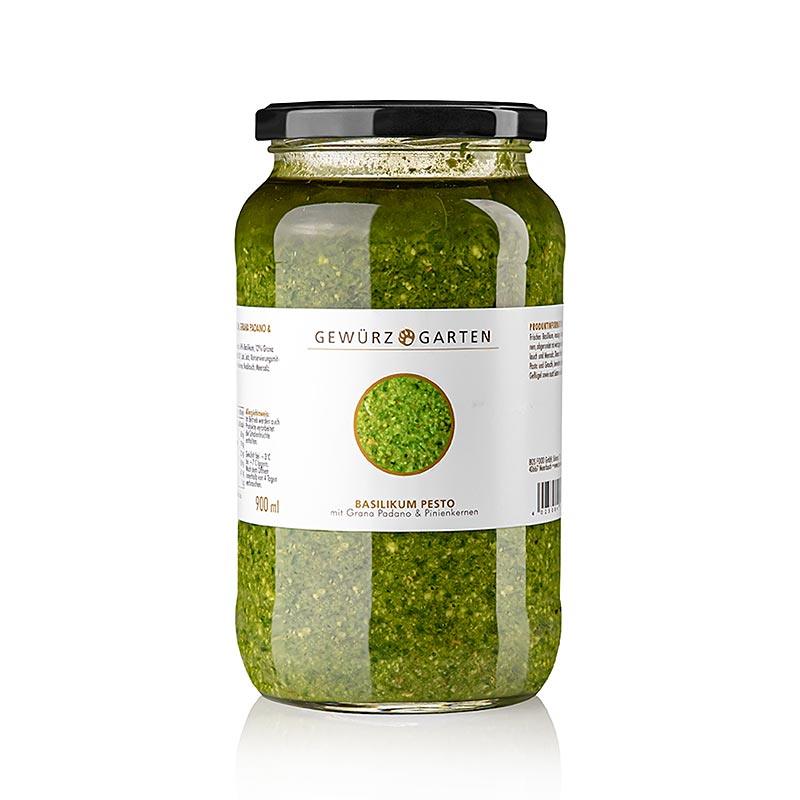 Gewürzgarten basilicumpesto, met basilicum, pijnboompitten, Grana Padano, 900 ml