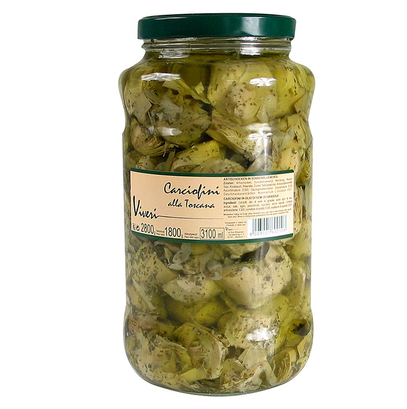 Ingemaakte artisjokken, in vieren gesneden - alla Toscana, met kruiden, 2,8 kg