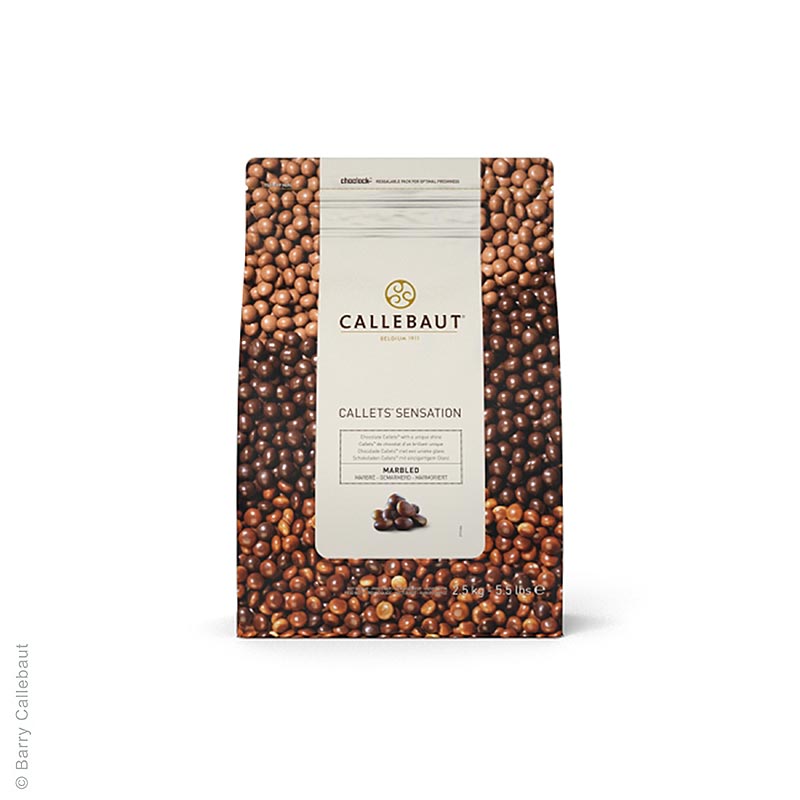 Callets Sensation Marbled, gemarmerde chocoladeparels, 38,9% cacao, 2,5 kg