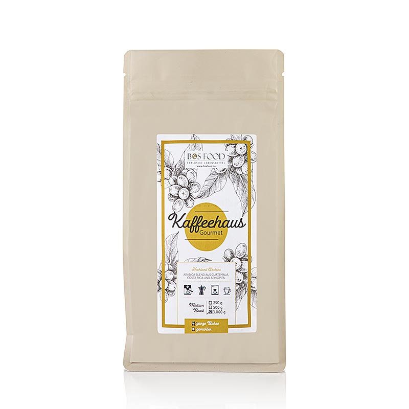 "Bos Food Gourmet" koffiehuis, hele bonen, 100 % Arabica koffie, 1 kg