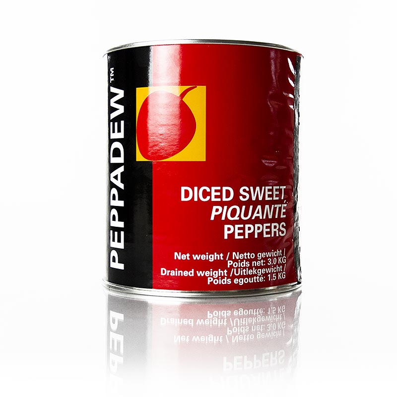 Pepperdew-kersenpaprika, in blokjes gesneden, zoet-pittig ingemaakt, 3 kg