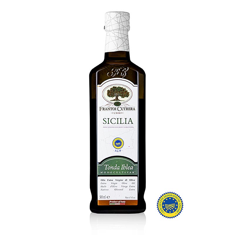 Extra vierge olijfolie, Frantoi Cutrera IGP/g.g.A, 100% Tonda Iblea, 500 ml