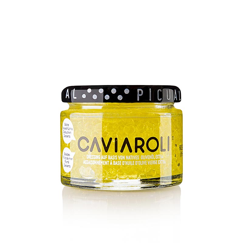 Caviaroli® olijfoliekaviaar, kleine pareltjes van extra vierge olijfolie, geel, 50 g