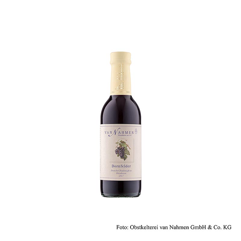 Dornfelder druivensap, rood, 100% puur sap, van Nahmen, BIO, 250 ml