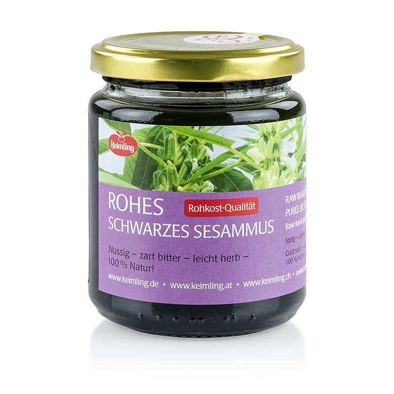 Zwarte sesampasta, rauw, 100% natuurlijk, veganistisch, biologisch, 250 g