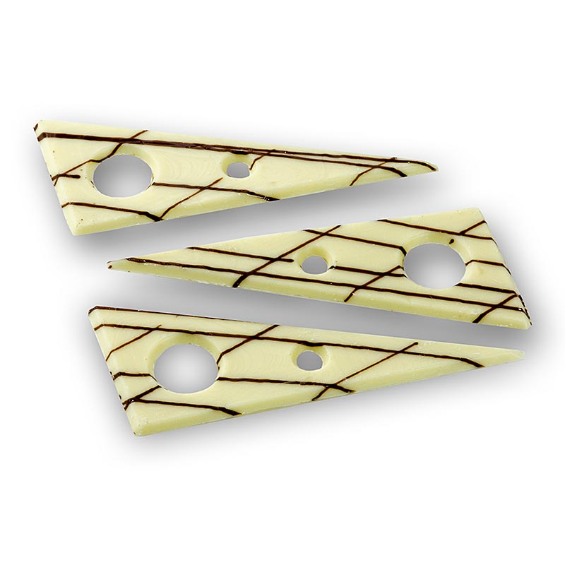 Decoratieversiering "Tramontana" - driehoekig, geperforeerd, witte chocolade, gestreept, 690 g, 131 stuks