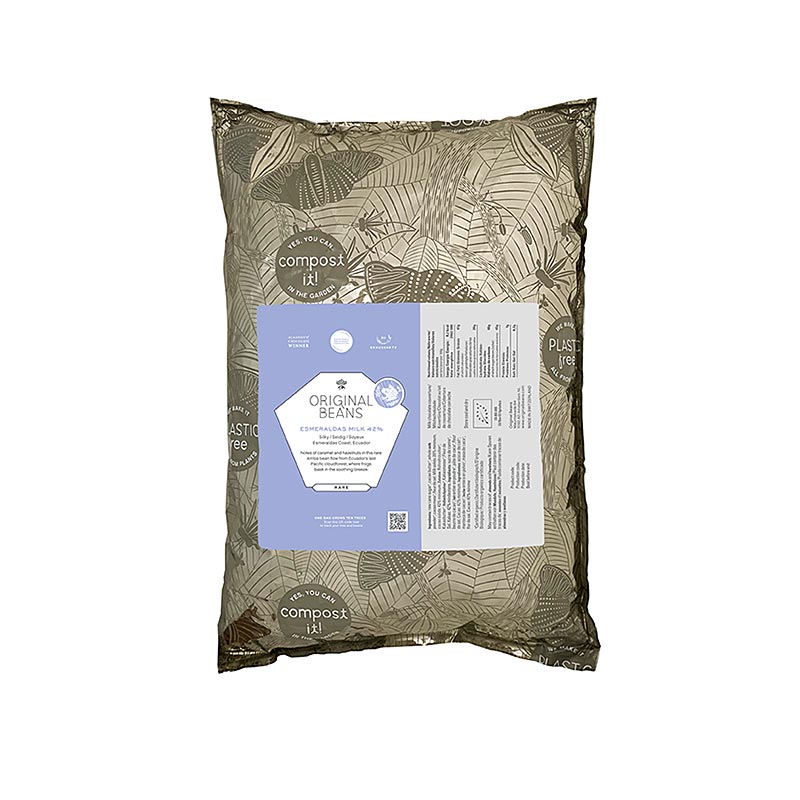Esmeraldas Milk Ecuador, 42%, melk couverture, callets, Original Beans, BIO, 2 kg
