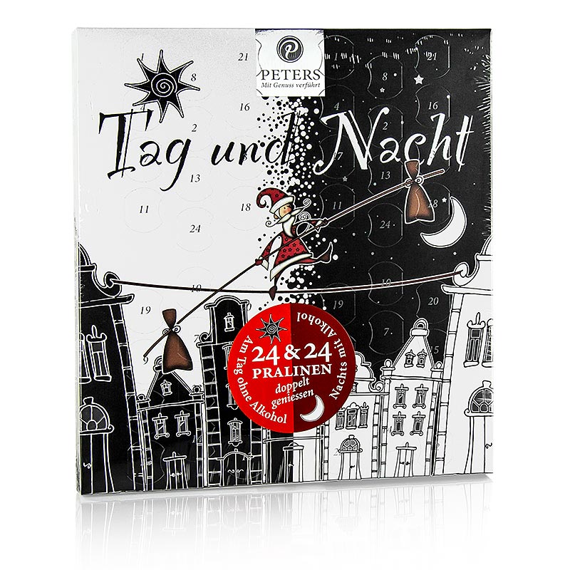 Adventskalender "Tag & Nacht", 48 deurtjes, met alcohol, Peters, 275 g