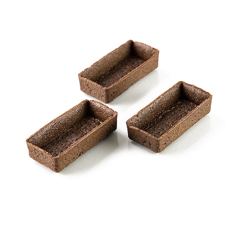 Desserttaartjes - Filigrano, rechthoekig, 7,3 x 3,3 cm, H 1,8 cm, chocoladekruimeldeeg, 162 stuks