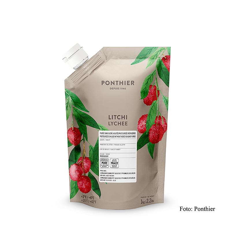 Puree - Lychee uit Madagaskar, 100% fruit, ongezoet, 1 kg