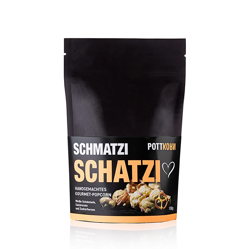Pottkorn - Schmatzi Schatzi, popcorn met witte chocolade, pretzel, 150 g
