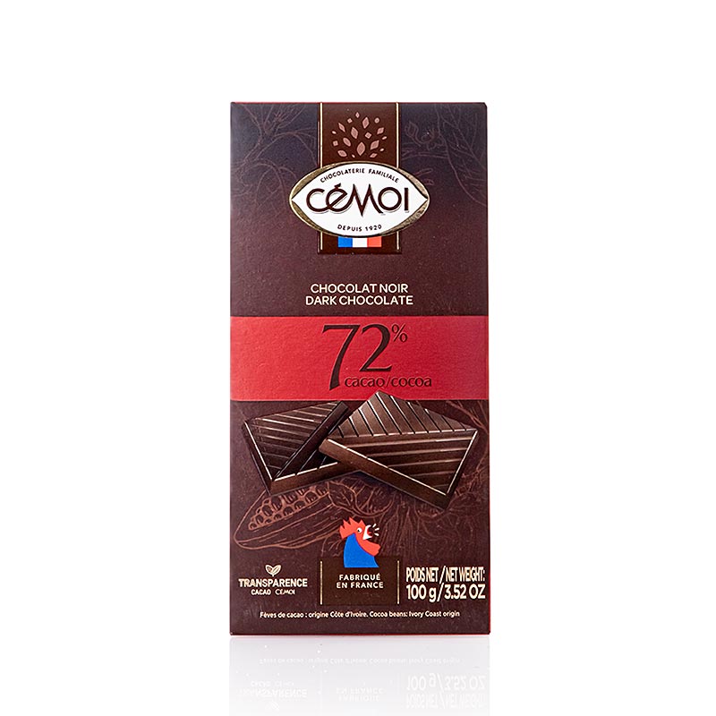 Chocoladereep - Puur 72% cacao, Cémoi, 100 g