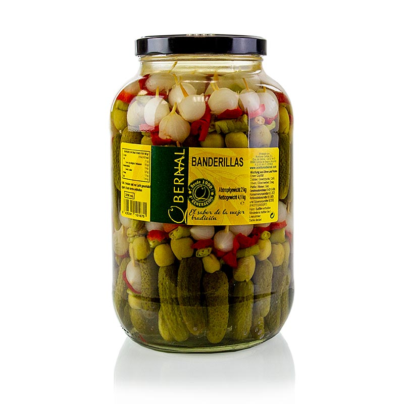Komkommerspiesjes met uien, olijven en chili, Banderlillas, 4,1 kg
