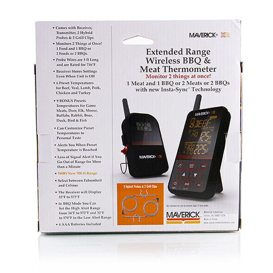Digitale thermometerset "Wireless BBQ & Meat", XR-40 (draadloos), Maverick, 1 stuk