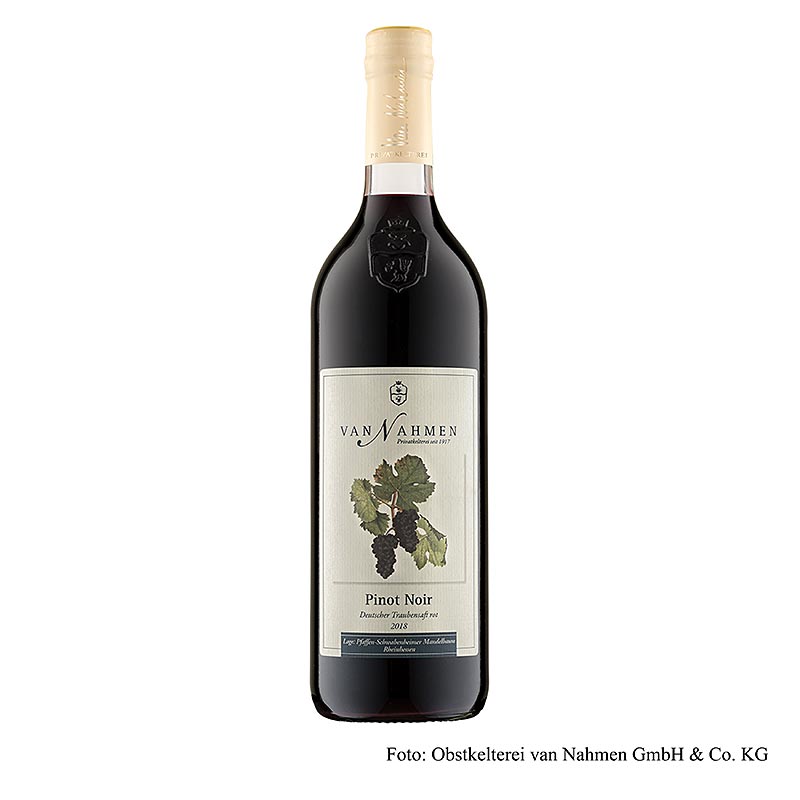 Pinot Noir druivensap rood, 100% direct geperst sap, van Nahmen, BIO, 750 ml