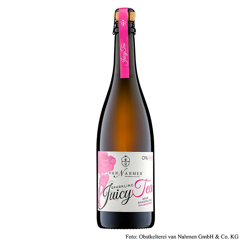 van Nahmen - Sparkling Juicy Tea - Rose - Darjeeling-thee - Rabarber, BIO, 750 ml