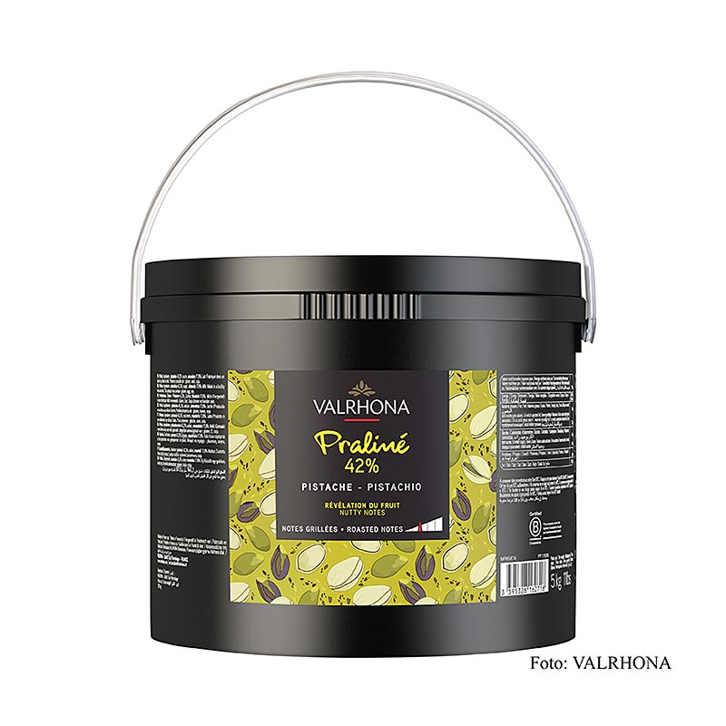 Valrhona pistache praliné massa, 42%, fruitig (11936), 5 kg