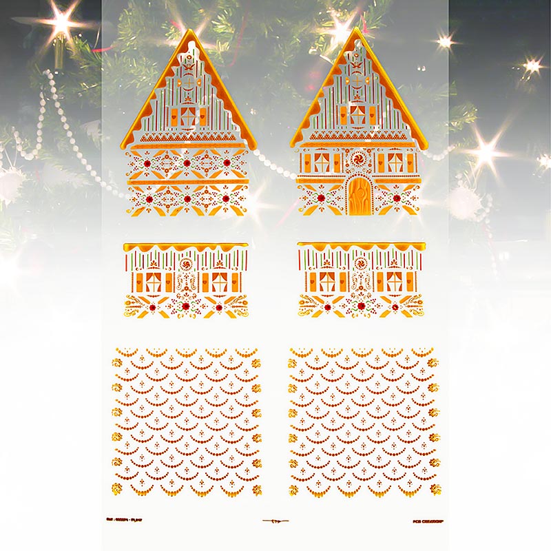 Afneembare folie "Peperkoekhuisje" voor chocolade, losse onderdelen, 11x11,5x15,5 cm, PCB, 4 stuks