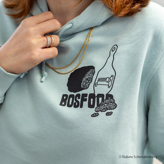 Modieuze BOS FOOD Hoodie Truffel in maat L, kleur salie, gemaakt van 100% katoen met truffelprint, 1 stuk