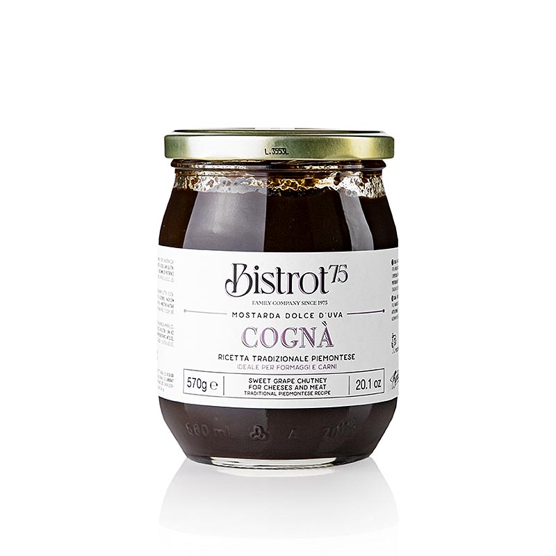 Tartuflanghe - Bistro 75 - Cognà - Zoete druivenmost-chutney, 570 g