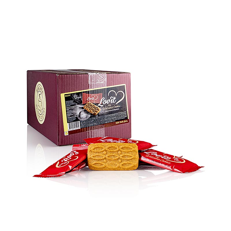 Koffiekoekjes "Lov´it" karamelkoekjes, individueel verpakt, veganistisch, 1,2 kg, 200 stuks