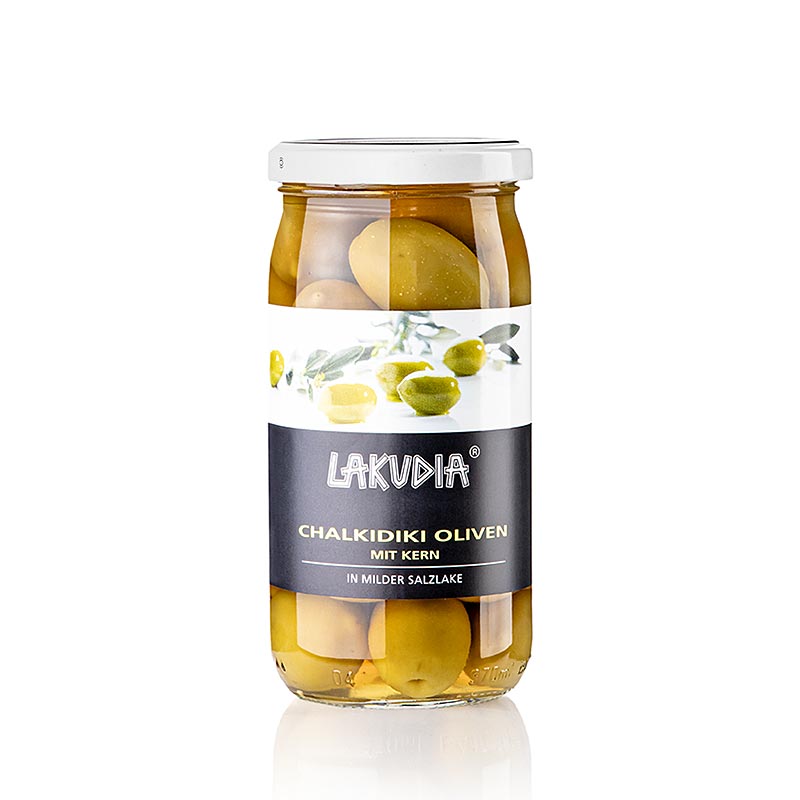 Groene olijven "Chalkidiki", met pit, Lakudia, 355 g