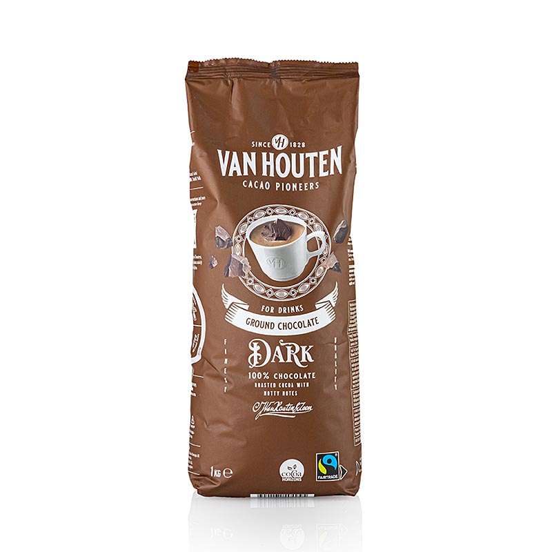 Van Houten Ground Dark Chocolate, drinkchocolademelkpoeder, 1 kg