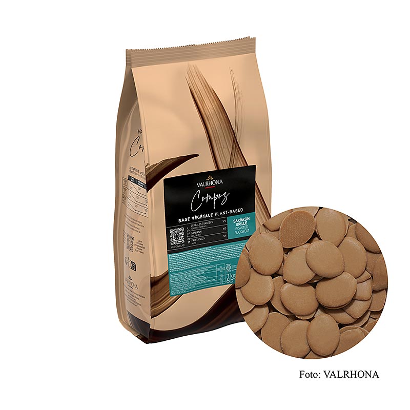 Valrhona Compoz chocolade - Geroosterde boekweitbasis, callets, 3 kg