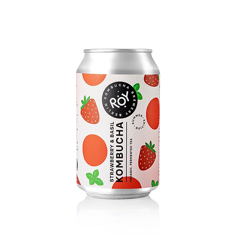 ROY Aardbei-basilicum Kombucha Berlin (zomereditie), BIO, 330 ml