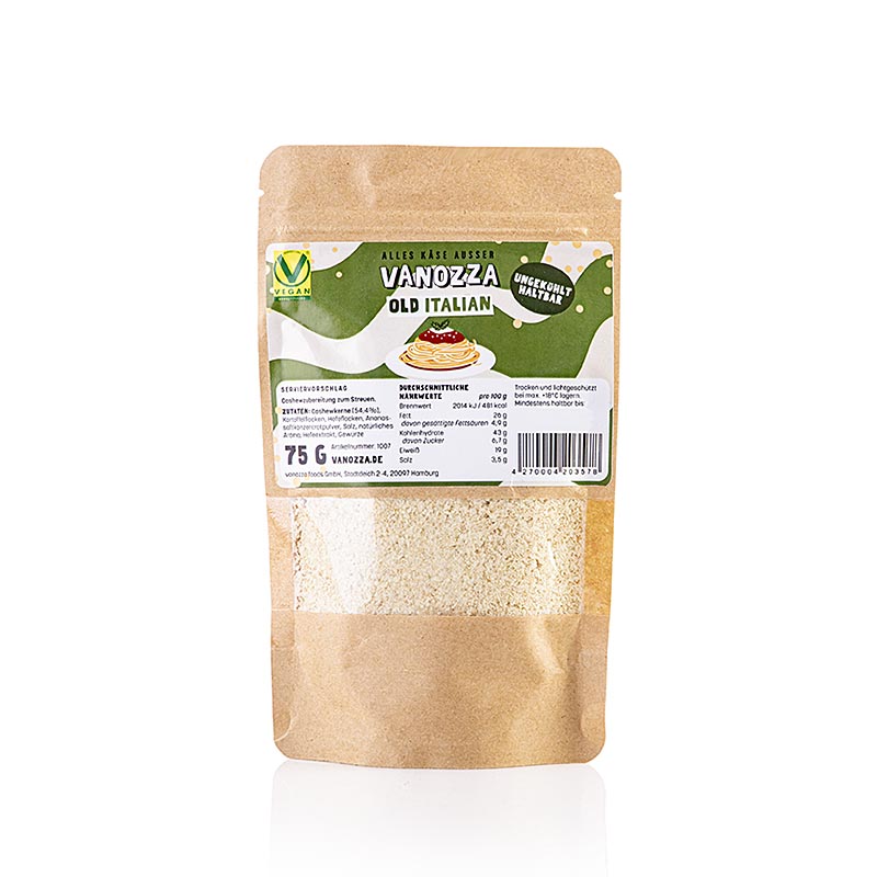Vanozza - Old Italian, veganistisch alternatief voor harde kaas, 75 g