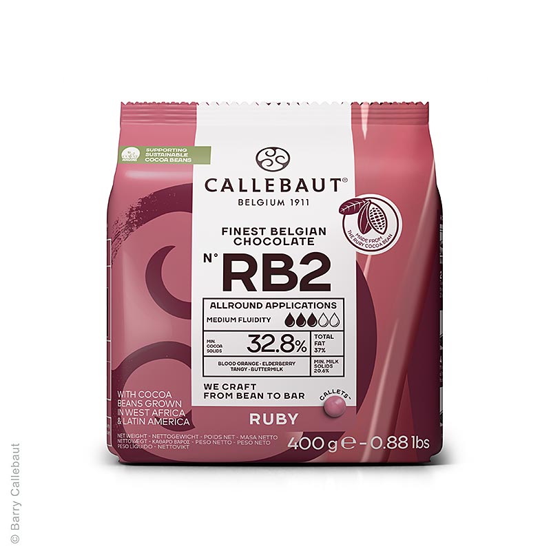 Ruby RB2 - Roze chocolade (32,8%), Callets Couverture, Callebaut, 400 g