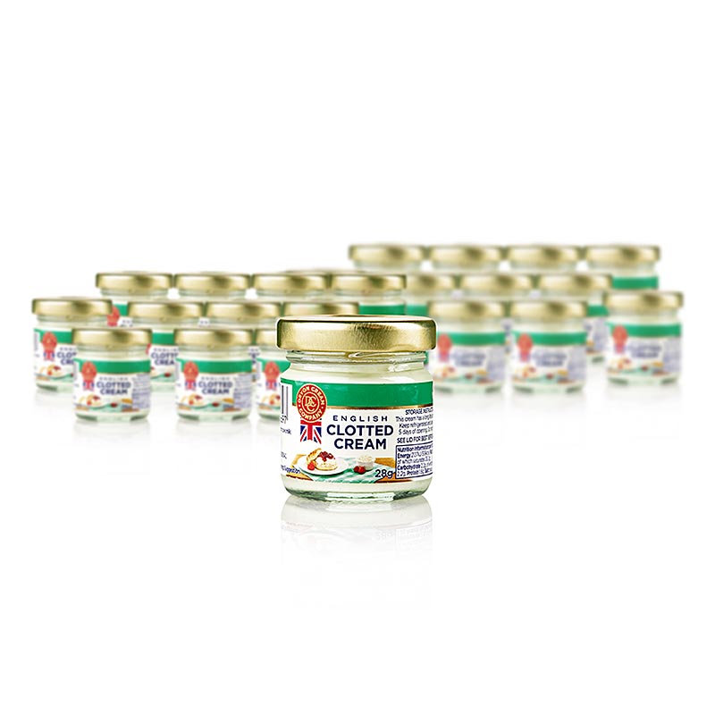 Engelse Clotted Cream (vaste room), 56% vet, portieglas, Devon, 672 g, 24 x 28 g