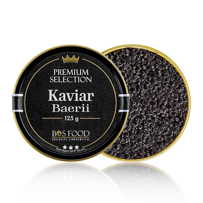 BOS FOOD Premium Selection - Baerii-kaviaar (baerii), aquacultuur, zonder conserveermiddelen, China, 125 g