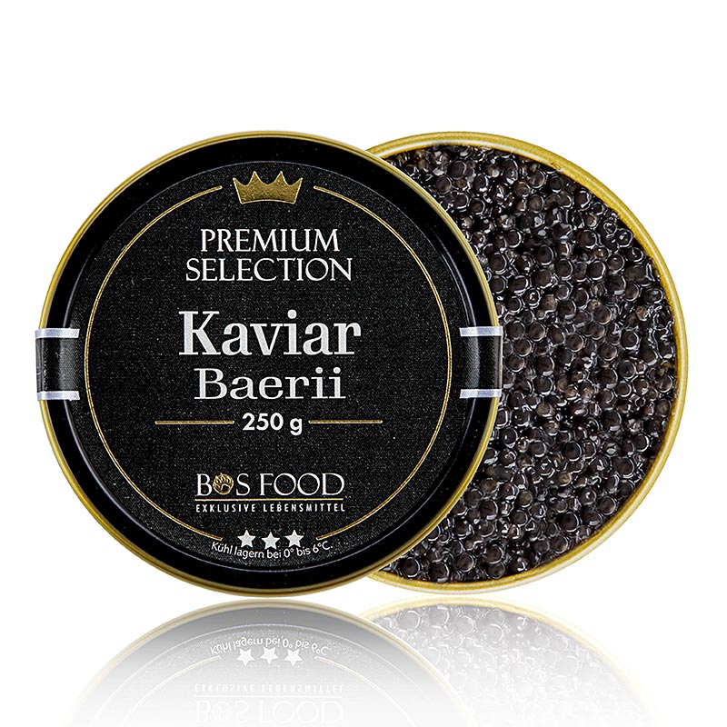 BOS FOOD Premium Selection - Baerii-kaviaar (baerii), aquacultuur, zonder conserveermiddelen, China, 250 g