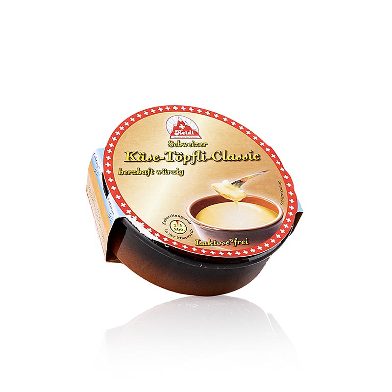 Zwitserse Käsetöpfli Classic, bereiding voor kaasfondue, in aardewerken potje, 200 g