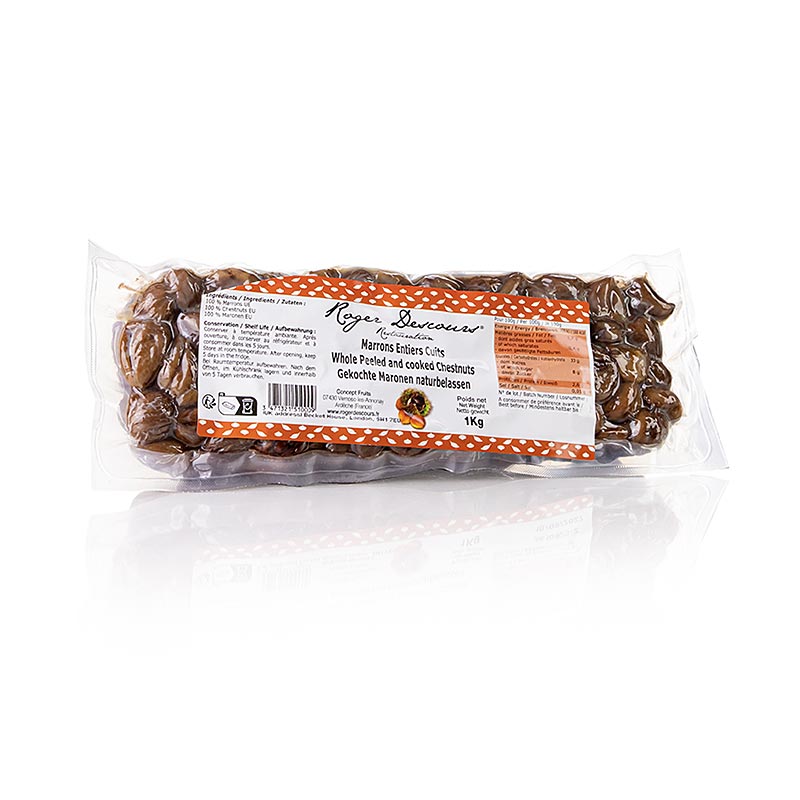 Roger Descours kastanjes, heel, gepeld, gekookt, vacuümverpakt, 1 kg