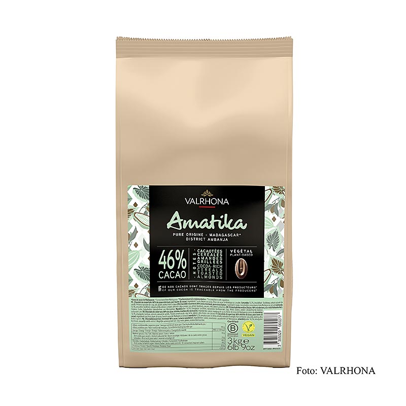 Valrhona AMATIKA, VEGANISTISCHE donkere couverture, 46 % cacao (51470), 3 kg
