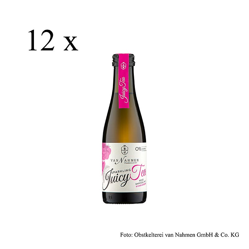 van Nahmen - Sparkling Juicy Tea - Roos - Darjeeling-thee - Rabarber, BIO, 2,4 l, 12 x 200 ml