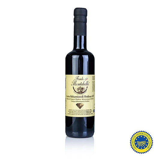 Fondo Montebello - Aceto Balsamico di Modena BGA, FM 02, 500 ml Een fles van 500 ml heerlijke Balsamico azijn uit Modena, Italië