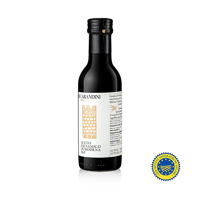 Carandini Aceto Balsamico di Modena BGA, 2 jaar, Riserva Speciale (Imperiale), 250 ml - Een speciale fles van 250 ml van de hoogwaardige 2 jaar oude Riserva Speciale Aceto Balsamico di Modena van Carandini
