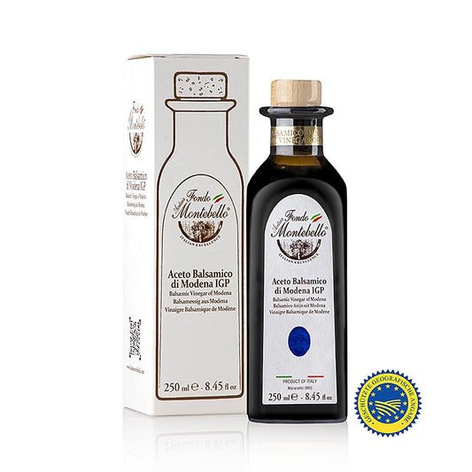 Fondo Montebello - Aceto Balsamico di Modena g.g.A., FM 01, witte kartonnen doos, 250 ml
