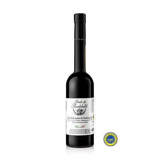 Fondo Montebello - Aceto Balsamico di Modena BGA, FM 01, 500 ml - Een fles van 500 ml van de heerlijke en authentieke balsamico azijn uit Modena, Italië Geniet van de rijke smaak en aroma's van deze hoogwaardige azijn