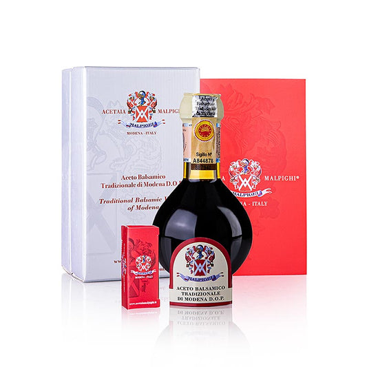 Aceto Balsamico Tradizionale di Modena DOP, Affinato, 12 jaar, geschenkdoos, Malpighi, 100 ml