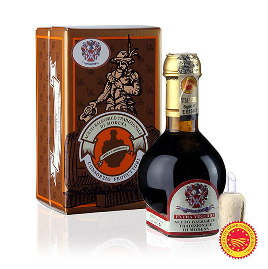 100 ml geschenkverpakking van Aceto Balsamico Tradizionale DOP/gU, Extravecchio, 25 jaar, van Malpighi
