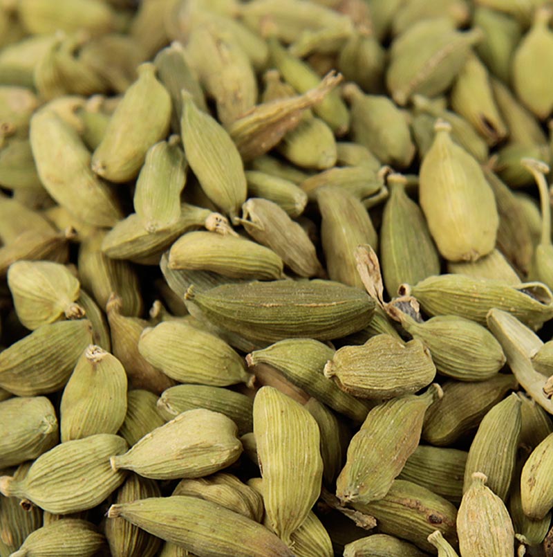 Kardemom, hele capsules, groen, 1 kg - verpakte kruiden in bulkverpakking voor culinaire bereidingen